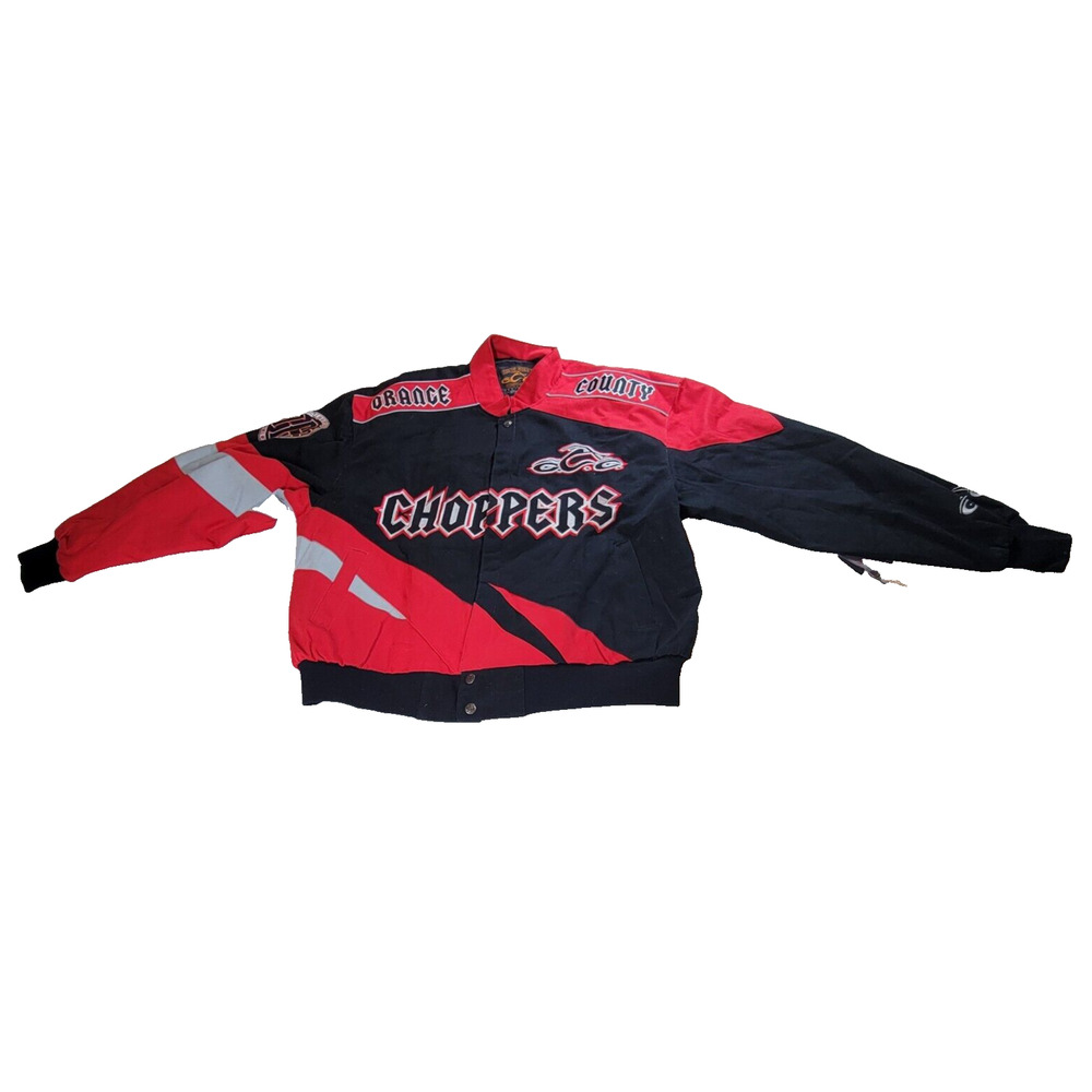 Orange County Choppers Jacket Mens 2XL Red Black Varsity Bomber Motorcycle Biker